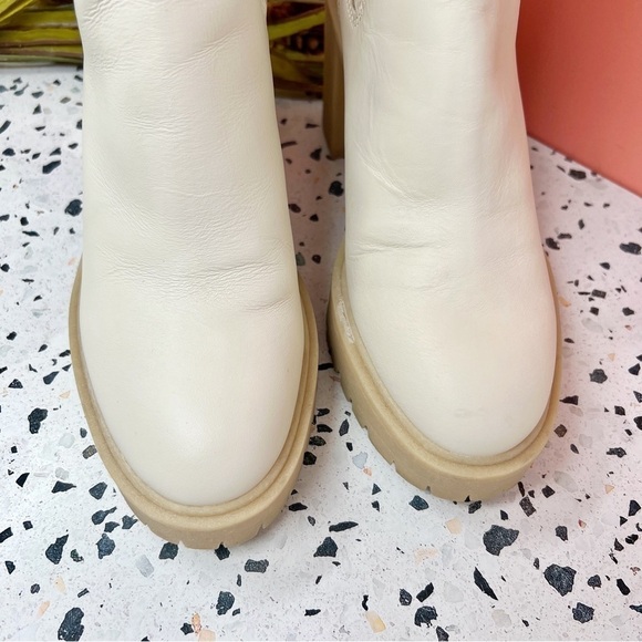Dolce Vita Caster Ivory Lug Sole Midi Block Heel Women’s Leather Boots Sz 8.5 - Picture 3 of 12